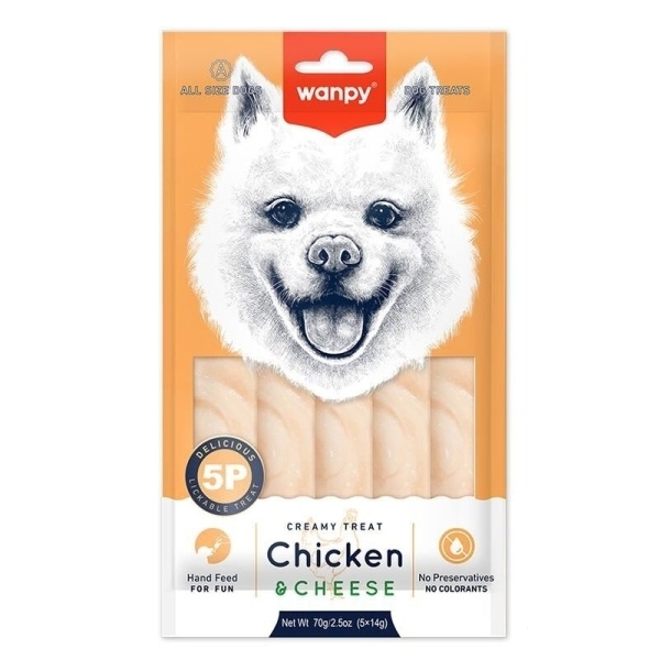 Wanpy Tavuklu ve Peynirli Krema Köpek Ödül Maması 14gr (5'li)