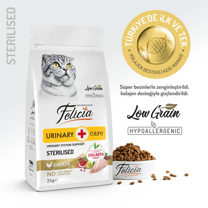 Felicia Kolajen Destekli Hipoalerjenik Tavuklu Kısırlaştırılmış Yetişkin Kedi Maması 2KG