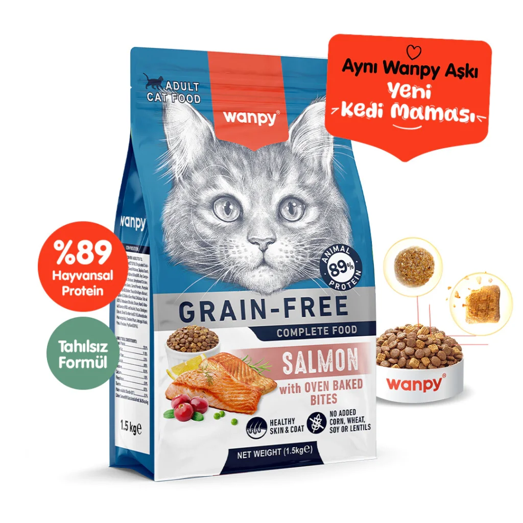 Wanpy Somonlu Tahılsız Yetişkin Kedi Maması 1,5kg