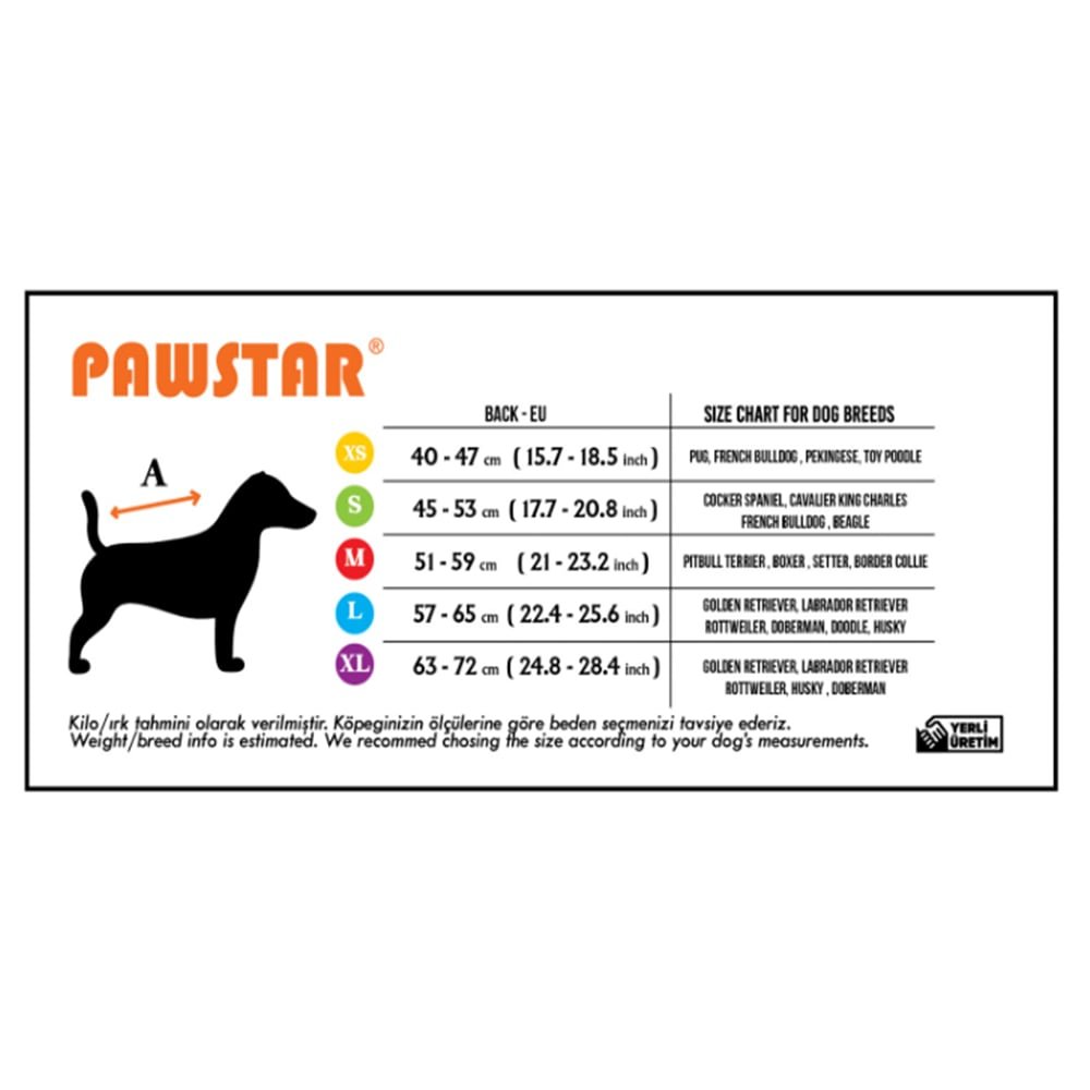 Pawstar Colombia Sarı Su Geçirmez Orta-Büyük Irk Köpek Pratik Yağmurluk S Beden