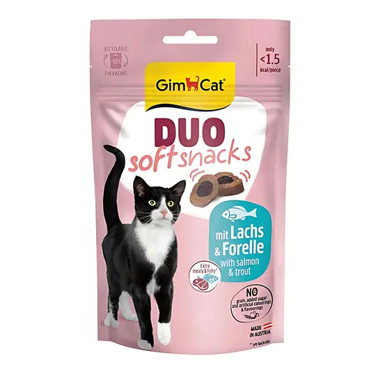 Gimcat Duo Soft Snacks Somon ve Alabalıklı Kedi Ödül Maması 50gr