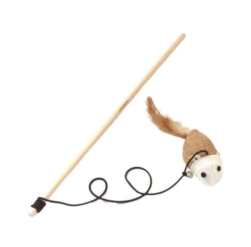 Kedi Oyun Oltası Ahşap Sap Peluş Oyuncak